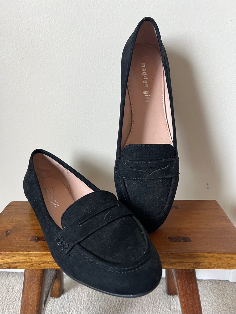 Madden Girl Black Suede Flats Loafers